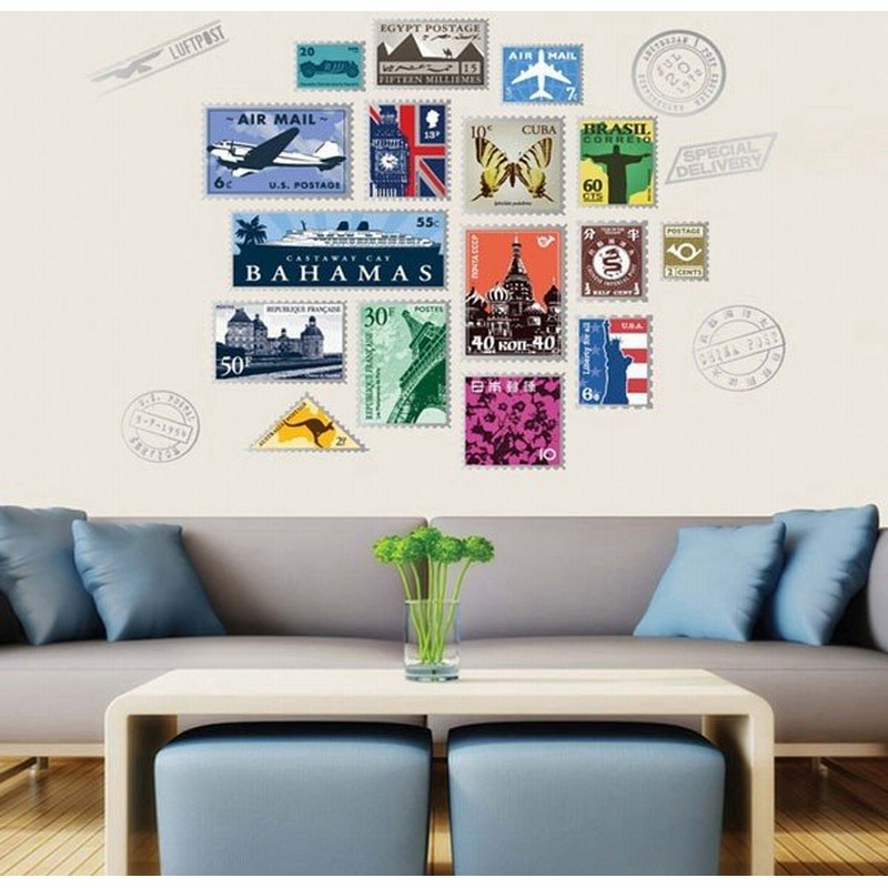ウォールステッカー 切手 ビンテージ スタンプ アートステッカー インテリア 壁デコ 北欧風 Diy 剥がせる 通販 Lineポイント最大0 5 Get Lineショッピング
