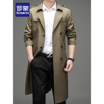羅蒙中長款風衣男士春秋季2025新款西裝領大衣高端商務休閑外套男