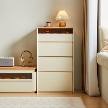 hoi!林氏木業北歐簡約拼色四斗櫃 UT1E 原木色+白色