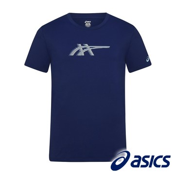 【Asics】男涼感圓領短袖上衣『深藍』2031F767 戶外 露營 登山 健行 休閒 時尚 旅遊 出國 運動 短袖 上衣