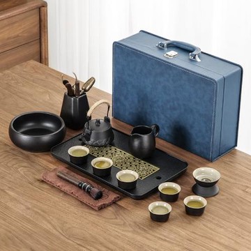功夫茶具套裝家用輕奢高檔辦公室會客中式陶瓷茶杯泡茶小茶臺禮盒