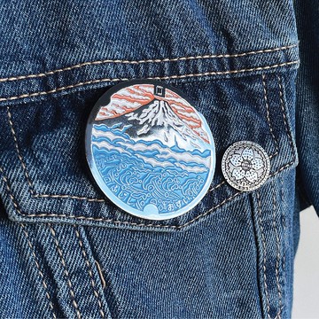 日本人孔蓋別針  /  富士山  /  水渠蓋金屬徽章/5cm