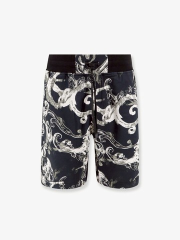 Cotton bermuda shorts with watercolor baroque print - VERSACE JEANS COUTURE - gender_Man