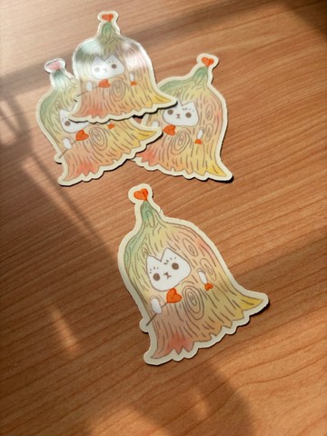 Cyndraw 愛心樹貓仙光膜防水貼紙