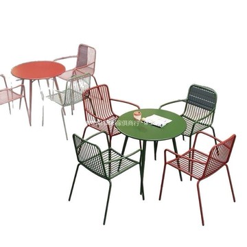 鐵藝戶外桌椅庭院室外桌椅咖啡廳冾談奶茶店陽臺茶桌椅三件套[DD010109]