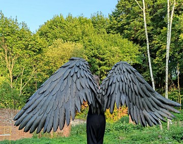 用於萬聖節服裝和照片道具的大型可移動黑色 cosplay 翅膀