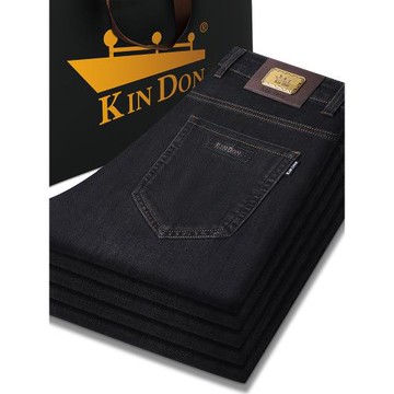 金盾2025秋冬新款棉彈簡約寬松直筒男士牛仔褲百搭彈力時尚長褲子