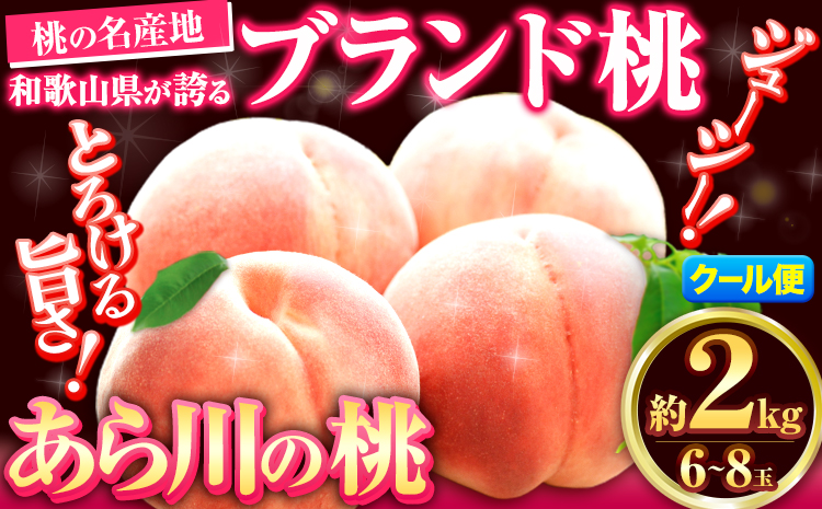 桃 もも あら川の桃 和歌山県産 紀州 の名産 旬の桃厳選 約2kg 6-8玉入り 《2024年6月中旬-8月中旬頃より順次出荷》 果物 フルーツ お取り寄せ 和歌山 予約 あかつき 紀の川 あらかわ 白鳳 日川白鳳 八旗白鳳 清水白桃 川中島白桃 つきあかり---wfn_cwlocal39_q68_23_14000_2kg---