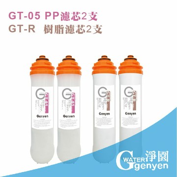 [淨園] GT-05 PP濾心2支+GT-R樹脂濾心2支--有效去除泥沙鐵鏽、水垢石灰質