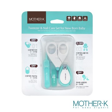 韓國MOTHER-K 寶寶成長修甲4件組 (指甲剪/修甲剪/指甲銼刀/鑷子)