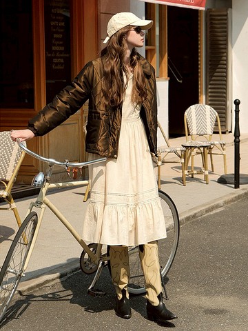 MIntcheese 義大利進口面料銅色絎棉3M收腰棉服