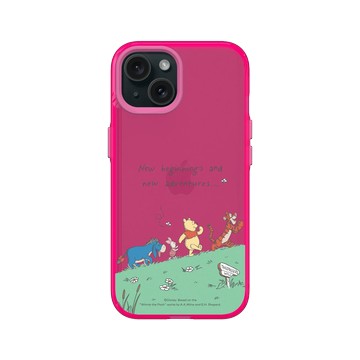 iPhone 15 Clear 粉漾桃 - 迪士尼-小熊維尼 Disney Winnie The Pooh - 與朋友一起冒險