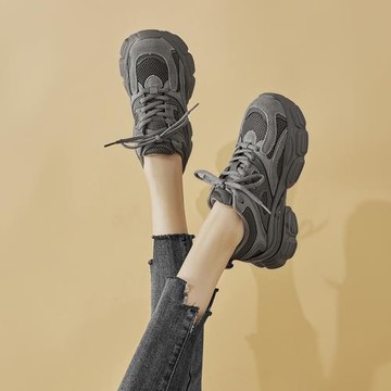 ins復古顯腳小老爹鞋女2025年春秋新款輕便厚底休閑百搭運動鞋潮