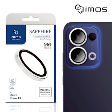 imos OPPO Reno13 藍寶石金屬框鏡頭保護貼 - 銀色