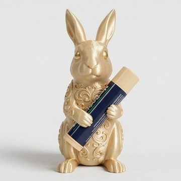兔兔 (喜馬拉雅兔) 3D 列印唇膏收納鑰匙圈 絲絨金