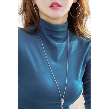 純棉打底衫女2025年春秋新款內搭半高領長袖t恤中領百搭洋氣上衣