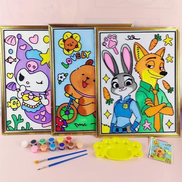 🔥 貝兒優選商品🔥 凹凸塗鴉畫板顏料 填色丙烯水彩 廣場公園畫畫擺攤 兒童水粉彩繪diy 魔幻凹凸画 节日礼物