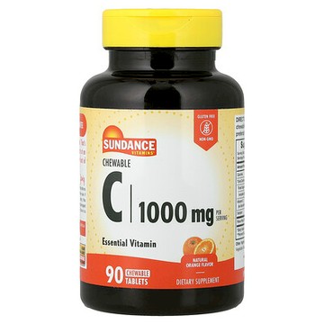 Sundance Vitamins, 咀嚼維生素 C，天然橙味，1000 毫克，90 片咀嚼片（每片 500 毫克）
