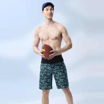 莫妮娜 台灣製 大男 幾何綠海灘泳褲