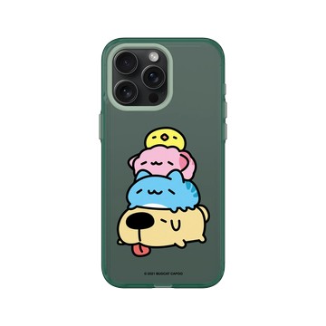 iPhone 15 Pro Max Clear 憂墨綠 - 貓貓蟲咖波 Bugcat Capoo - 咖波好朋友趴趴睡