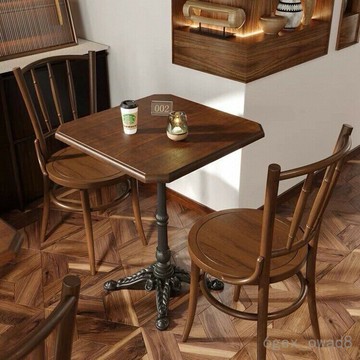 免運費 開立發票 設計師椅 工業風桌椅 餐椅 美式複古咖啡廳酒吧實木桌椅組閤烘焙甜品奶茶桌子西餐廳餐桌網紅