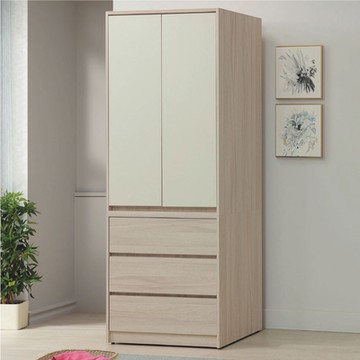 文創集 美斯2.7尺二門三抽衣櫃-82x58x200cm免組