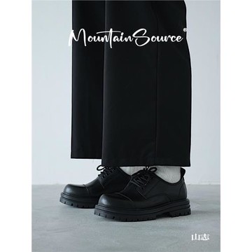 山志MOUNTAINSOURCE 三接頭高級感厚底增高百搭小眾皮鞋德比鞋男