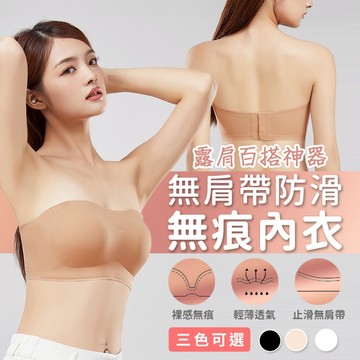 【現貨 隔日到貨】 平口不掉 防滑內衣 無肩帶內衣 小可愛 集中 爆乳 無鋼圈 抹胸 隱形內衣 一字領 婚紗 #3010