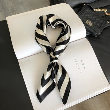 春秋搭配T恤襯衣真絲絲巾發帶桑蠶絲小方巾百搭裝飾條紋圍巾領巾