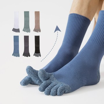 NicoFun 愛定做 拼接 五趾中筒襪 抗菌襪 五指襪 分趾襪 腳趾襪 棉襪 商務襪 運動襪(男襪27~29cm)