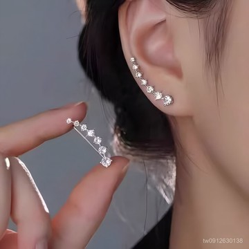 賣場滿150出貨🔥臺灣出貨🔥鋯石超閃排鑽耳釘女2025爆款輕奢高級感耳釘設計感耳釘氣質耳飾