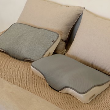 BAZAAR 3D記憶頸枕 彈性支撐設計 懸浮式枕頭設計 蝶型側面支撐  象牙白 + 灰色  1組  枕頭+枕套49 x 30 x 10cm+枕墊49 x 30cm