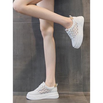 小白鞋女夏季搭配裙子的鞋子2024新款網面透氣休閑運動鞋夏天網鞋