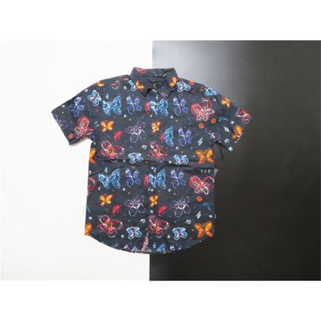 美式加州街頭潮牌復古合作款印花短袖薄款男士夏季襯衣滑板襯衫