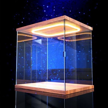 亞克力盒盲盒回型燈展示盒labubu手辦木質防塵收納多尺寸展示公仔收納盒labubu展示盒拉布布娃娃收納盒公仔展示櫃