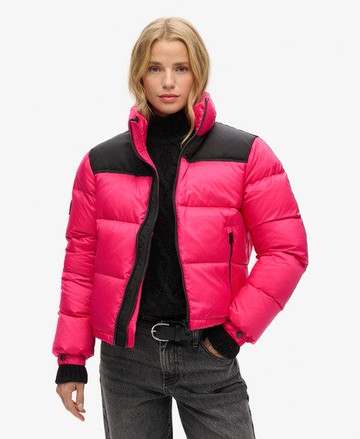 Superdry Women's Sportstyle Code Puffer Jacket Pink Size: 14