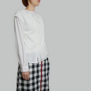 白色兩件式不對稱上衣