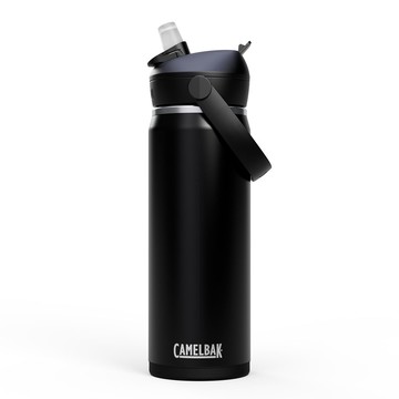 【墾趣】CAMELBAK 600ml Flip Straw不鏽鋼多水吸管保溫瓶(保冰) 濃黑