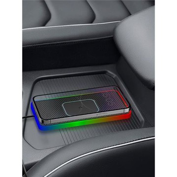 加裝改裝車載充電板防滑墊模塊七彩氛圍燈20W汽車手機無線充電器