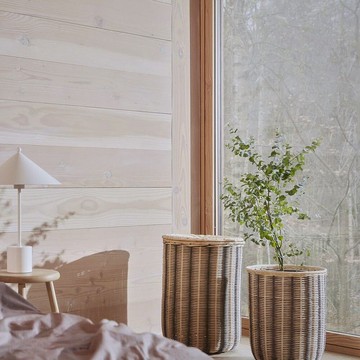 OYOY 條紋藤編收納籃