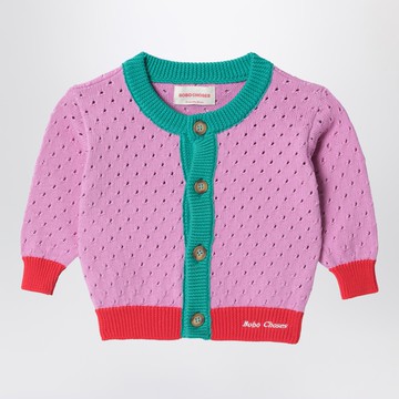 Color-block openwork cardigan