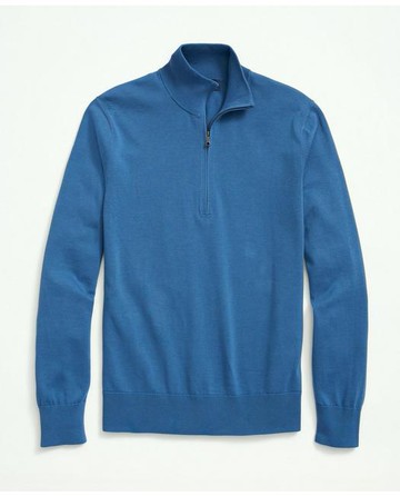 Brooks Brothers Men's Supima Cotton Half-Zip Sweater | Blue | Size 2XL