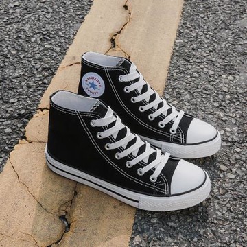 高幫帆布鞋男女情侶學生韓版百搭休閑鞋單鞋小白鞋經典百搭潮鞋子