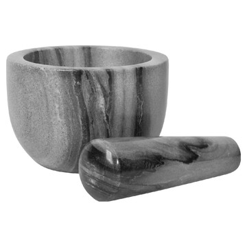 Danica Imports 大理石磨搗組 流紋灰  搗缽直徑11.5 x 7.5cm + 杵棒直徑11.7 x 4cm  1套