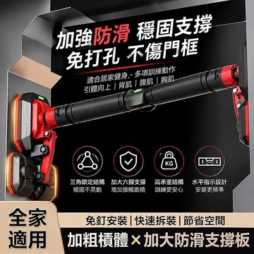 【強效防滑】免打孔防滑單槓 室內門上單槓 門框引體向上槓 健身單槓 練背肌腹肌胸肌 免釘牆單桿 門上吊單槓 室內運動器材