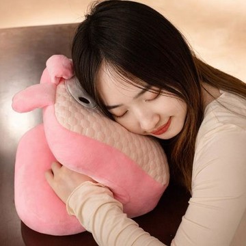 夏季 冰豆豆可愛動物午睡枕 冰絲透氣家居學生辦公室午休趴枕
