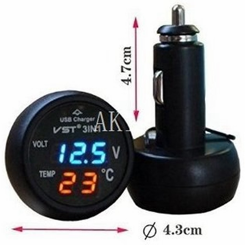 カーチャージャー3in1シガーソケットデジタル電圧計温度計充電用usb出力付きプラグアンドプレイ車autosuvトラックバスなど12v 24v対応バッテリー 通販 Lineポイント最大0 5 Get Lineショッピング