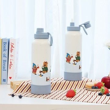 HOUSUXI DINOTAENG大容量保冷保溫瓶/ 附吸管/ 1200ml/ 冬季 eslite誠品