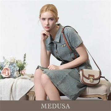 現貨【MEDUSA 曼度莎】愛心排釦牛仔洋裝（送皮帶）（M-XL）｜女牛仔洋裝 休閒洋裝 收腰顯瘦