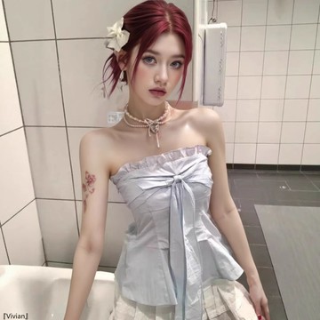 綁帶純欲抹胸背心女夏季辣妹上衣小衆收腰顯瘦修身
